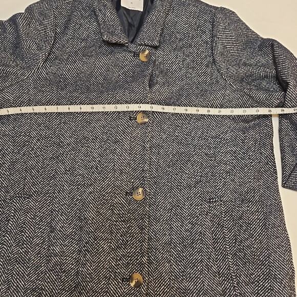 Old Navy Size XL Blue Herringbone Car Coat Jacket 3‎ Buttons Pockets Wool Blend - Picture 6 of 8